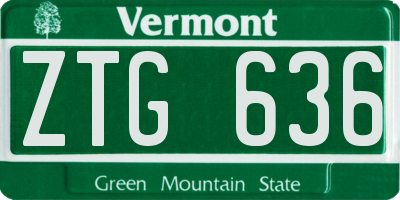 VT license plate ZTG636