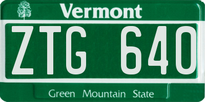 VT license plate ZTG640