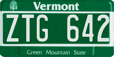 VT license plate ZTG642