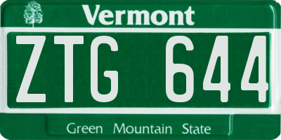 VT license plate ZTG644