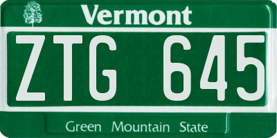 VT license plate ZTG645