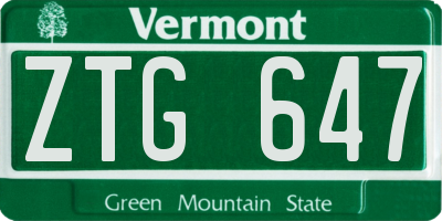 VT license plate ZTG647