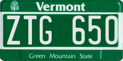 VT license plate ZTG650