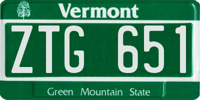 VT license plate ZTG651