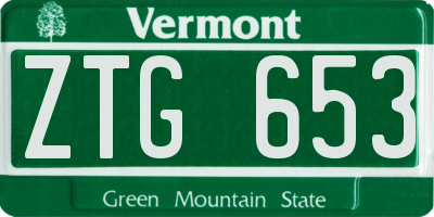 VT license plate ZTG653