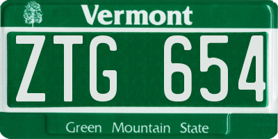VT license plate ZTG654
