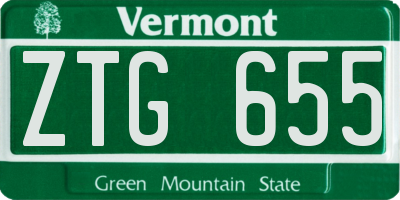 VT license plate ZTG655