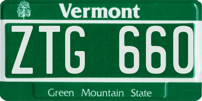 VT license plate ZTG660