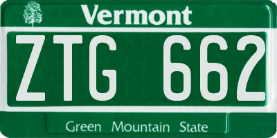 VT license plate ZTG662