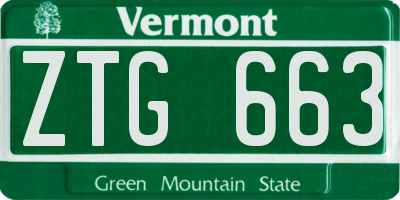 VT license plate ZTG663