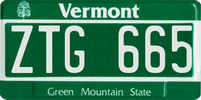 VT license plate ZTG665
