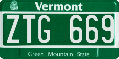 VT license plate ZTG669
