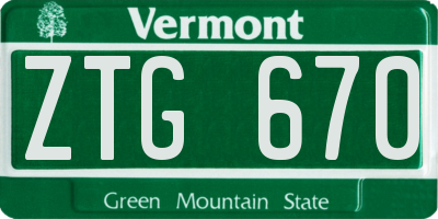 VT license plate ZTG670