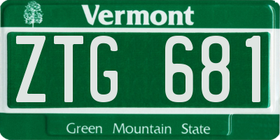VT license plate ZTG681