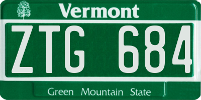 VT license plate ZTG684