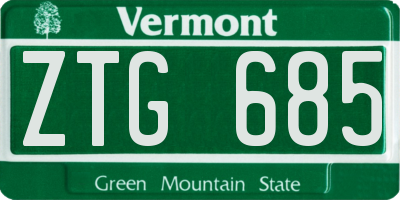 VT license plate ZTG685