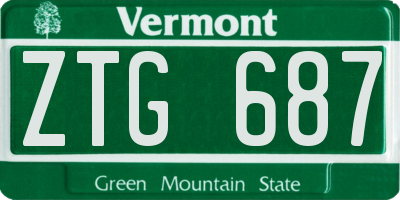 VT license plate ZTG687