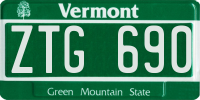 VT license plate ZTG690
