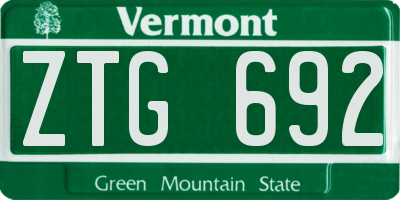 VT license plate ZTG692