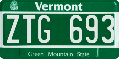 VT license plate ZTG693