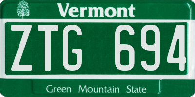 VT license plate ZTG694