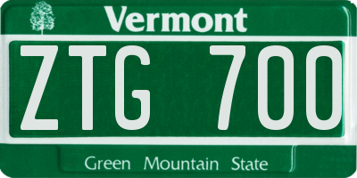 VT license plate ZTG700