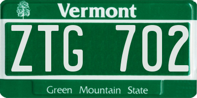 VT license plate ZTG702