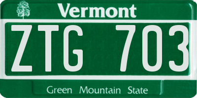VT license plate ZTG703