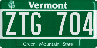 VT license plate ZTG704