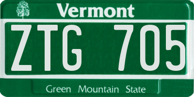VT license plate ZTG705