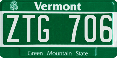 VT license plate ZTG706