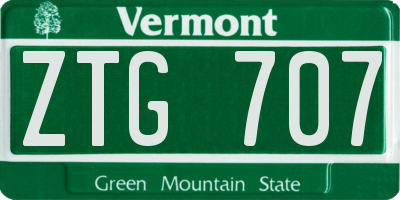 VT license plate ZTG707