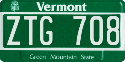 VT license plate ZTG708