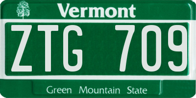 VT license plate ZTG709