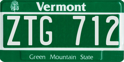 VT license plate ZTG712