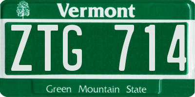 VT license plate ZTG714