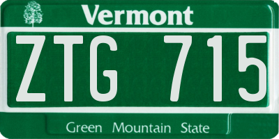 VT license plate ZTG715
