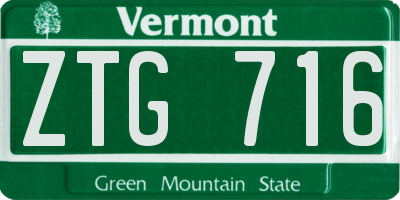 VT license plate ZTG716