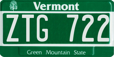 VT license plate ZTG722