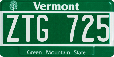 VT license plate ZTG725