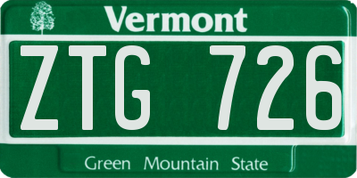 VT license plate ZTG726