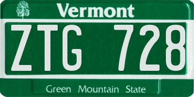 VT license plate ZTG728