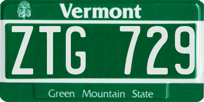 VT license plate ZTG729