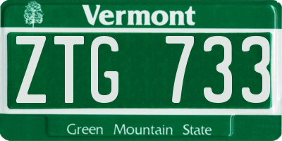 VT license plate ZTG733