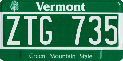 VT license plate ZTG735