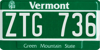 VT license plate ZTG736