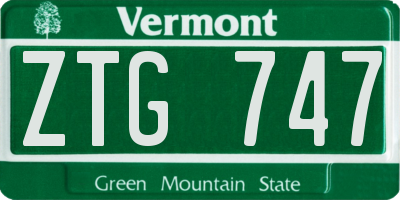VT license plate ZTG747