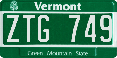 VT license plate ZTG749