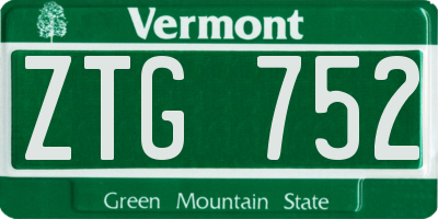 VT license plate ZTG752