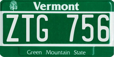 VT license plate ZTG756